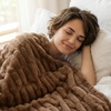 image:imageAmericanflat 50x60 Rouched Faux Fur Throw Blanket  Soft and Breathable Throw Blanket for Couch Bed Chair  White Faux Fur Blankets Perfect for Home Bedroom or Outdoor UseBrown