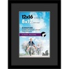 image:imageAmericanflat 12x16 Picture Frame  Matted to 8x12  Engineered Wood  Black  Shatterresistant glass hangs vertical or horizontal sawtooth hangers included use with or without mat