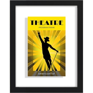 image:imageAmericanflat 15x26 Floating Picture Frame  Engineered Wood  Black  Photo floats between crystalclear glass Polished plexiglass front hangs vertical or horizontal sawtooth hangers includedPlaybill Frame