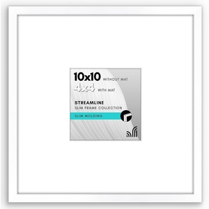 image:imageAmericanflat 18x24 Poster Frame  Matted to 8x10  Slim Molding  Black  Polished plexiglass front hangs vertical or horizontal sawtooth hangers included secure turntab backingWhite