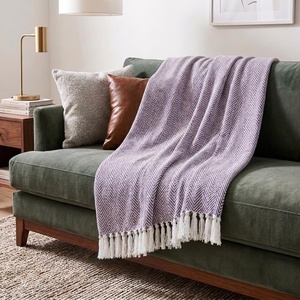 image:imageAmericanflat 50x60 Double Sided Faux Fur Throw Blanket  Soft and Breathable Throw Blanket for Couch Bed Chair  Gray Faux Fur Blankets Perfect for Home Bedroom or Outdoor UseZaina Eggplant and White Herringbone