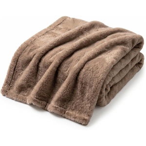 image:imageAmericanflat 50x60 Double Sided Faux Fur Throw Blanket  Soft and Breathable Throw Blanket for Couch Bed Chair  Gray Faux Fur Blankets Perfect for Home Bedroom or Outdoor UseTaupe