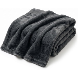 image:imageAmericanflat 50x60 Double Sided Faux Fur Throw Blanket  Soft and Breathable Throw Blanket for Couch Bed Chair  Gray Faux Fur Blankets Perfect for Home Bedroom or Outdoor UseDark Gray