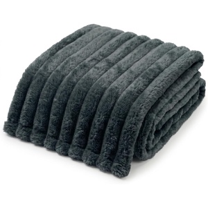 image:imageAmericanflat 50x60 Faux Fur Throw Blanket  Soft and Breathable Throw Blanket for Couch Bed Chair  Green Faux Fur Blankets Perfect for Home Bedroom or Outdoor UseDark Gray