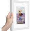 image:imageAmericanflat 10x10 Deep Picture Frame  Matted to 8x8  Black  Shatterresistant glass wall or tabletop display with included easel sawtooth hangers includedWhite