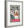 image:imageAmericanflat 11x14 Shadow Box Frame  Matted to 9x12  Driftwood  Shatterresistant glass 15 inch interior depth hangs vertical or horizontal displays keepsakes medals and memorabiliaDriftwood