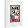 image:imageAmericanflat 11x14 Shadow Box Frame  Matted to 9x12  Driftwood  Shatterresistant glass 15 inch interior depth hangs vertical or horizontal displays keepsakes medals and memorabiliaWhite