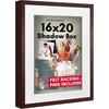 image:imageAmericanflat 11x14 Shadow Box Frame  Matted to 9x12  Driftwood  Shatterresistant glass 15 inch interior depth hangs vertical or horizontal displays keepsakes medals and memorabiliaMahogany