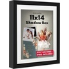image:imageAmericanflat 11x14 Shadow Box Frame  Matted to 9x12  Driftwood  Shatterresistant glass 15 inch interior depth hangs vertical or horizontal displays keepsakes medals and memorabiliaBlack