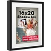 image:imageAmericanflat 11x14 Shadow Box Frame  Matted to 9x12  Driftwood  Shatterresistant glass 15 inch interior depth hangs vertical or horizontal displays keepsakes medals and memorabiliaBlack