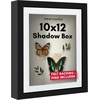 image:imageAmericanflat 11x14 Shadow Box Frame  Matted to 9x12  Driftwood  Shatterresistant glass 15 inch interior depth hangs vertical or horizontal displays keepsakes medals and memorabiliaBlack