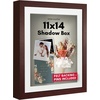 image:imageAmericanflat 11x14 Shadow Box Frame  Matted to 9x12  Driftwood  Shatterresistant glass 15 inch interior depth hangs vertical or horizontal displays keepsakes medals and memorabiliaMahogany