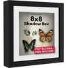 image:imageAmericanflat 11x14 Shadow Box Frame  Matted to 9x12  Driftwood  Shatterresistant glass 15 inch interior depth hangs vertical or horizontal displays keepsakes medals and memorabiliaBlack