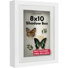 image:imageAmericanflat 11x14 Shadow Box Frame  Matted to 9x12  Driftwood  Shatterresistant glass 15 inch interior depth hangs vertical or horizontal displays keepsakes medals and memorabiliaWhite