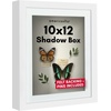 image:imageAmericanflat 11x14 Shadow Box Frame  Matted to 9x12  Driftwood  Shatterresistant glass 15 inch interior depth hangs vertical or horizontal displays keepsakes medals and memorabiliaWhite