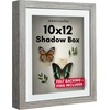 image:imageAmericanflat 11x14 Shadow Box Frame  Matted to 9x12  Driftwood  Shatterresistant glass 15 inch interior depth hangs vertical or horizontal displays keepsakes medals and memorabiliaDriftwood