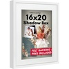image:imageAmericanflat 11x14 Shadow Box Frame  Matted to 9x12  Driftwood  Shatterresistant glass 15 inch interior depth hangs vertical or horizontal displays keepsakes medals and memorabiliaWhite