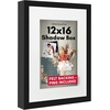 image:imageAmericanflat 11x14 Shadow Box Frame  Matted to 9x12  Driftwood  Shatterresistant glass 15 inch interior depth hangs vertical or horizontal displays keepsakes medals and memorabiliaBlack