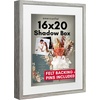 image:imageAmericanflat 11x14 Shadow Box Frame  Matted to 9x12  Driftwood  Shatterresistant glass 15 inch interior depth hangs vertical or horizontal displays keepsakes medals and memorabiliaDriftwood