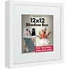 image:imageAmericanflat 11x14 Shadow Box Frame  Matted to 9x12  Driftwood  Shatterresistant glass 15 inch interior depth hangs vertical or horizontal displays keepsakes medals and memorabiliaWhite