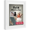 image:imageAmericanflat 11x14 Shadow Box Frame  Matted to 9x12  Driftwood  Shatterresistant glass 15 inch interior depth hangs vertical or horizontal displays keepsakes medals and memorabiliaWhite