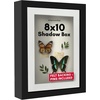 image:imageAmericanflat 11x14 Shadow Box Frame  Matted to 9x12  Driftwood  Shatterresistant glass 15 inch interior depth hangs vertical or horizontal displays keepsakes medals and memorabiliaBlack