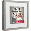 image:imageAmericanflat 11x14 Shadow Box Frame  Matted to 9x12  Driftwood  Shatterresistant glass 15 inch interior depth hangs vertical or horizontal displays keepsakes medals and memorabiliaDriftwood