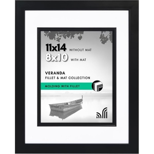 image:imageAmericanflat 11x14 Picture Frame  Matted to 8x10  Black  Decorative inner mat accent Shatterresistant glass hangs vertical or horizontal sawtooth hangers included