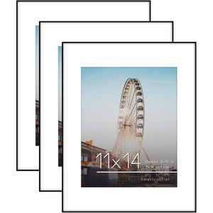 image:imageAmericanflat 11x14 Picture Frame 3Pack  Matted to 8x10  Black  Frontloading design Shatterresistant glass fits photos posters and art