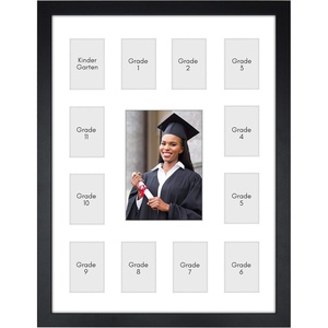 image:imageAmericanflat 135x18 School Picture Frame PreK to 12  Fits Twelve 25x35 Photos and One 5x7 Photo or Use as One 135x18 Frame  Signature Collection  K12 Picture Frames for Wall Display  BlackBlack