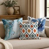 image:imageAmericanflat 18x18 Throw Pillow with Sewnin Insert  AllinOne Decorative Pillows  No Cover Needed  Soft and Durable Cushion for Bed or Sofa  Polyester  Red Orange and WhiteBlue  Orange and Yellow