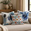 image:imageAmericanflat 18x18 Throw Pillow with Sewnin Insert  AllinOne Decorative Pillows  No Cover Needed  Soft and Durable Cushion for Bed or Sofa  Polyester  Red Orange and WhiteBlue  Orange and Yellow
