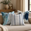 image:imageAmericanflat 18x18 Throw Pillow with Sewnin Insert  AllinOne Decorative Pillows  No Cover Needed  Soft and Durable Cushion for Bed or Sofa  Polyester  Red Orange and WhiteNavy Blue and White