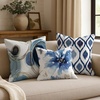 image:imageAmericanflat 18x18 Throw Pillow with Sewnin Insert  AllinOne Decorative Pillows  No Cover Needed  Soft and Durable Cushion for Bed or Sofa  Polyester  Red Orange and WhiteWhite and Indigo