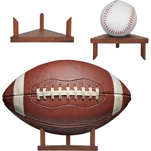 image:imageAmericanflat Ball Display Stand Set of 3 with Pegs  DoubleSided Sports Ball Display Stand for Baseballs Basketballs or Footballs  AllStar Collection  WalnutWalnut