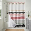 image:imageAmericanflat 71x74 Boho Shower Curtain  WaterResistant Long Shower Curtain with Durable Metal Grommets and 12 Hooks  100 Polyester  Black Mustard Yellow Terracotta and BeigeBlush  Black