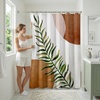 image:imageAmericanflat 71x74 Boho Shower Curtain  WaterResistant Long Shower Curtain with Durable Metal Grommets and 12 Hooks  100 Polyester  Black Mustard Yellow Terracotta and BeigeBronze  Green