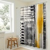 image:imageAmericanflat 71x74 Boho Shower Curtain  WaterResistant Long Shower Curtain with Durable Metal Grommets and 12 Hooks  100 Polyester  Black Mustard Yellow Terracotta and BeigeBlack  Gold