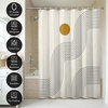 image:imageAmericanflat 71x74 Boho Shower Curtain  WaterResistant Long Shower Curtain with Durable Metal Grommets and 12 Hooks  100 Polyester  Black Mustard Yellow Terracotta and BeigeLight Beige