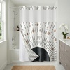 image:imageAmericanflat 71x74 Boho Shower Curtain  WaterResistant Long Shower Curtain with Durable Metal Grommets and 12 Hooks  100 Polyester  Black Mustard Yellow Terracotta and BeigeBlack  Taupe
