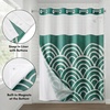 image:imageAmericanflat 71x74 Boho Shower Curtain  WaterResistant Long Shower Curtain with Durable Metal Grommets and 12 Hooks  100 Polyester  Black Mustard Yellow Terracotta and BeigeEmerald