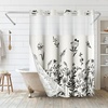 image:imageAmericanflat 71x74 Boho Shower Curtain  WaterResistant Long Shower Curtain with Durable Metal Grommets and 12 Hooks  100 Polyester  Black Mustard Yellow Terracotta and BeigeBlack  White