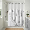 image:imageAmericanflat 71x74 Boho Shower Curtain  WaterResistant Long Shower Curtain with Durable Metal Grommets and 12 Hooks  100 Polyester  Black Mustard Yellow Terracotta and BeigeWhite
