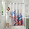 image:imageAmericanflat 71x74 Boho Shower Curtain  WaterResistant Long Shower Curtain with Durable Metal Grommets and 12 Hooks  100 Polyester  Black Mustard Yellow Terracotta and BeigeRed  Blue