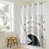image:imageAmericanflat 71x74 Boho Shower Curtain  WaterResistant Long Shower Curtain with Durable Metal Grommets and 12 Hooks  100 Polyester  Black Mustard Yellow Terracotta and BeigeBlack  Taupe