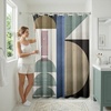 image:imageAmericanflat 71x74 Boho Shower Curtain  WaterResistant Long Shower Curtain with Durable Metal Grommets and 12 Hooks  100 Polyester  Black Mustard Yellow Terracotta and BeigeBeige