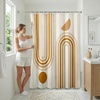 image:imageAmericanflat 71x74 Boho Shower Curtain  WaterResistant Long Shower Curtain with Durable Metal Grommets and 12 Hooks  100 Polyester  Black Mustard Yellow Terracotta and BeigeOrange  White