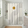 image:imageAmericanflat 71x74 Boho Shower Curtain  WaterResistant Long Shower Curtain with Durable Metal Grommets and 12 Hooks  100 Polyester  Black Mustard Yellow Terracotta and BeigeLight Beige