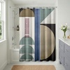 image:imageAmericanflat 71x74 Boho Shower Curtain  WaterResistant Long Shower Curtain with Durable Metal Grommets and 12 Hooks  100 Polyester  Black Mustard Yellow Terracotta and BeigeBeige
