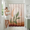 image:imageAmericanflat 71x74 Boho Shower Curtain  WaterResistant Long Shower Curtain with Durable Metal Grommets and 12 Hooks  100 Polyester  Black Mustard Yellow Terracotta and BeigeGreen  Terracotta